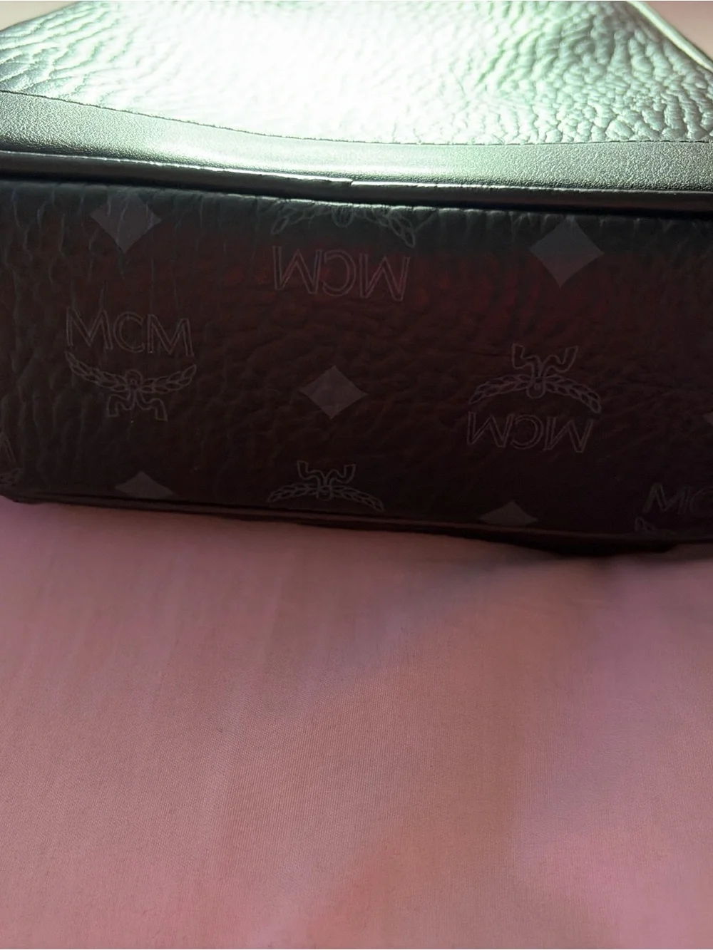 MCM Black Monogram Leather Sling Backpack